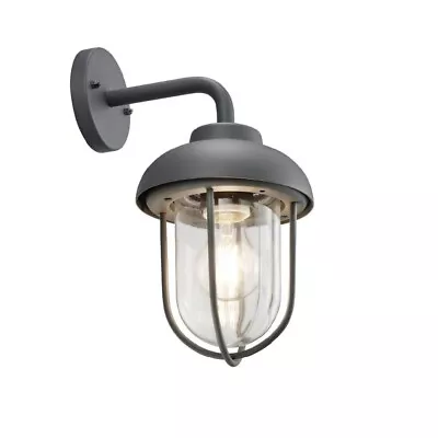 £38.99 • Buy Anthracite Grey Outdoor Vintage Swan Neck Down Lantern Wall Light