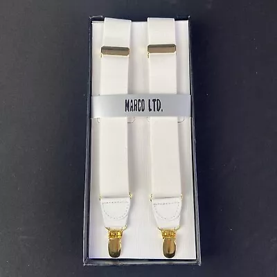 Vintage Marco LTD Mens XL Suspenders White Silk Braces New • $21.78