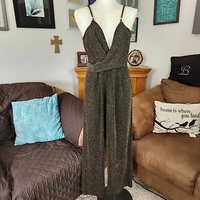 Angie Black And Sparkly Gold Jumpsuit Size M • $24