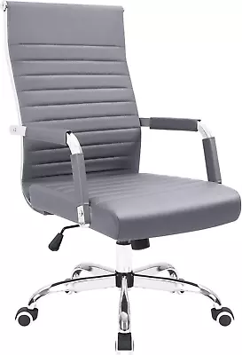 Ribbed Office Desk Mid Back Computer Chair Height Adjustable Conference Executiv • $98.99