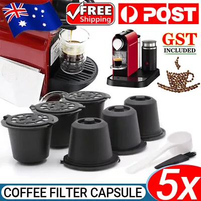 5pcs Refillable Reusable Coffee Filter Capsule Pods For Nespresso Maker Machine • $14.45