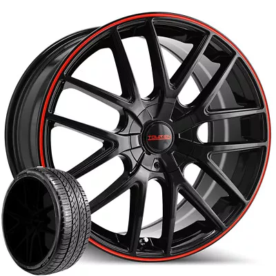 (Set Of 4) TR60 17x7.5 5x110/5x115 Black/Red Rims W/215/45ZR17 Advanta Tires • $1170.99