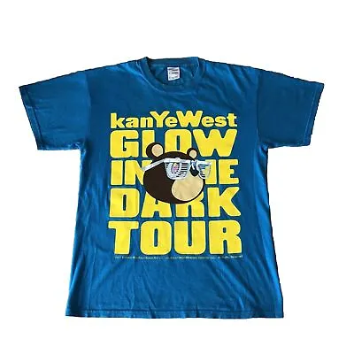 Glow In The Dark Tour Kanye West T Shirt Medium Size Blue With Yellow Writing • £15