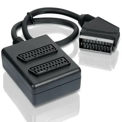 UKDJ 2 Way Scart Splitter Box Video Cable Adapter Connects 2 Devices To 1 TV • £7.35
