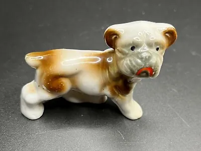 Vintage English Bulldog Figurine Japan Imprint On Back Brown And Cream Very Cute • $4.20