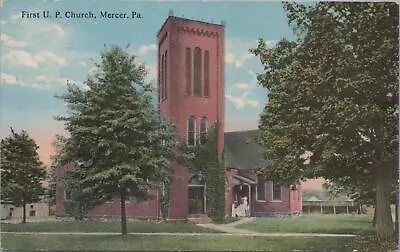 Postcard First UP Church Mercer PA  • $20