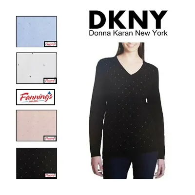 $10.54 • Buy DKNY Jeans Women's Rhinestone Embellished V-Neck Sweater  B31