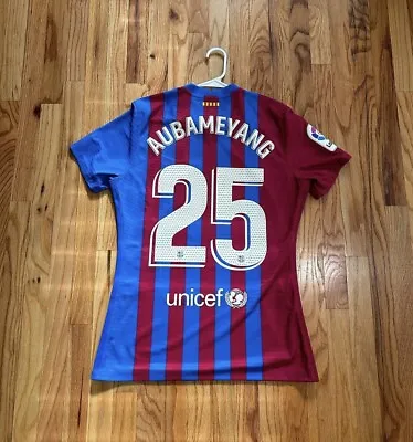 Barcelona 2021/22 Aubameyang MATCH WORN Home Jersey  • $550