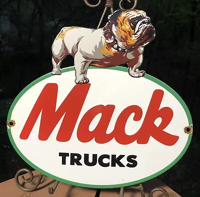 Vintage Mack Truck 11” Bulldog Porcelain Gas Oil Sign • $29.99