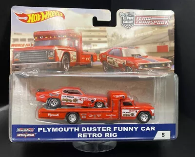 NEW Hot Wheels Premium Team Transport Plymouth Duster Funny Car & Retro Rig 🆓📦 • $64.99