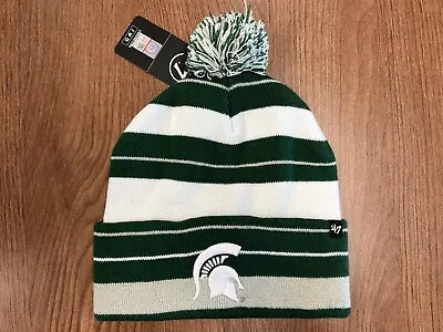 Michigan State Spartans 47 Power Line Cuff Knit Red Hat Pom Beanie Cap New Ncaa • $20