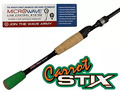 Carrot Stix SPINNING 6' 7  Medium Heavy Wild Black Fishing Rod Micro Wave Guides • $149.99