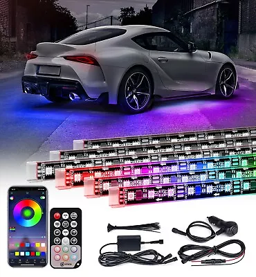 Xprite 6PCS RGB LED Rock Light Strip Car Underglow Neon Kit Music Dancing Remote • $47.12