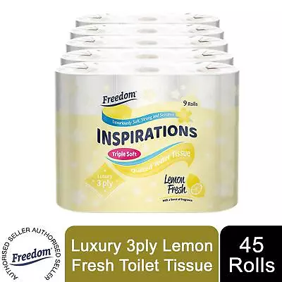 £15.49 • Buy Freedom Inspirations Triple Soft Lemon 3 Ply Quilted Toilet Paper Roll, 45 Rolls