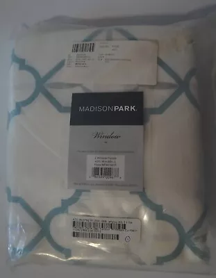 Madison Park Hayes Curtains 42 X 84 Pair Aqua Metalic Silver MP40-5615 • $40