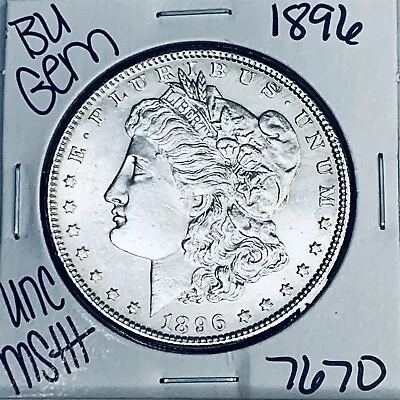 1896 Bu Gem Morgan Silver Dollar Unc Ms++ Genuine U.s. Mint Rare Coin 7670 • $14.50