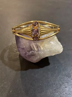 Vintage Art Deco Signed Simmons Gold Filled Amethyst Bangle Bracelet • $185