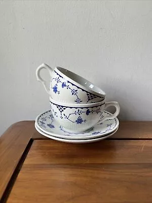 Pair Of Vintage  Denmark  Blue By Mason's Furnivals England Tea Cups & Saucers • £10.99