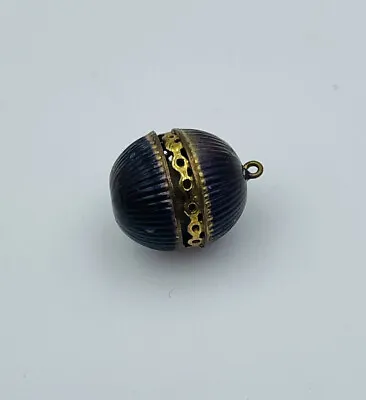 Antique Victorian Gold Filled Purple Enamel Vinaigrette Sphere Pendant • $150