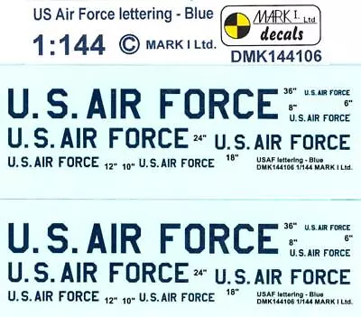 Mark I Decals 1/144 BLUE U.S. AIR FORCE LETTERING 2 SETS! • $5.50