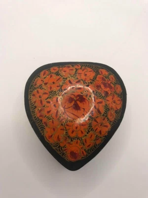 £1 • Buy Gorgeous Little Ebonised Papier Mache Trinket / Keepsake Lidded Pot