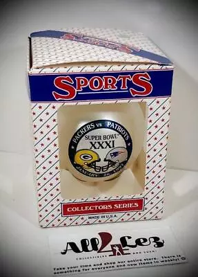 Superbowl Xxxi Packers Patriots Christmas Ornament Glass Ball Nfl ~ Nib • $14.99
