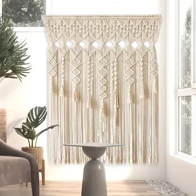 Macrame Wall Hanging Tapestry Curtains Boho Curtain Panels Handmade Wall Decor • $29.45