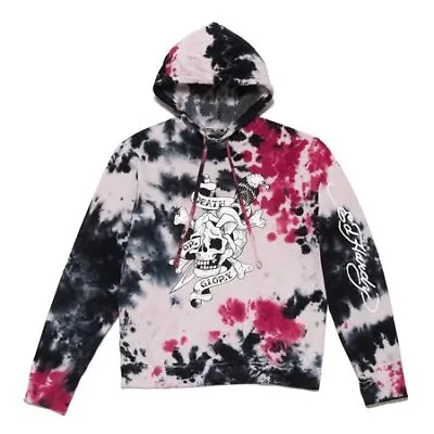 Ed Hardy Mens Graphic Skull Pullover Hoodie Sweatshirt MEDIUM Grey / Pink • $12.96