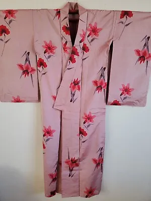 Antique Japanese Silk KIMONO Robe Gown DressingLingerie Nightwear X • $53.98