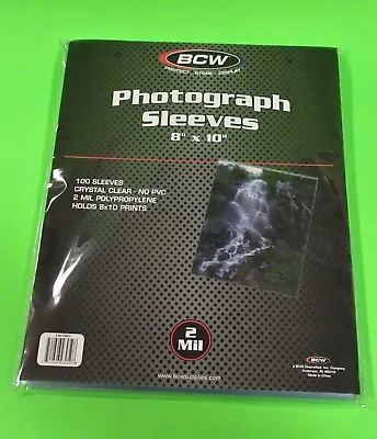 100 8x10 PHOTO SLEEVES-CRYSTAL CLEAR-ARCHIVAL SAFE-ACID FREE-2 MIL THICK- BY BCW • $6.25