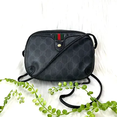 Vintage GUCCI Shoulder Crossbody Bag Sherry Line Black Purse • $349.80