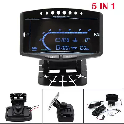 5 Function In 1 12v-24v Car Truck LCD Digital Oil Pressure Tachometer Gauge Kit • $61.45