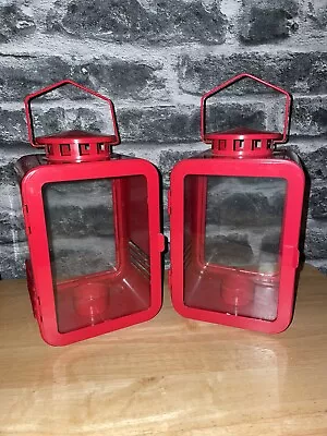 Pair Of Red Ikea Tea Light Lanterns • £19.99