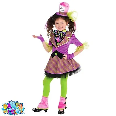 £19.99 • Buy Child Mad Hatter Costume Girls Alice Tea Party Halloween Kids Fancy Dress Outfit