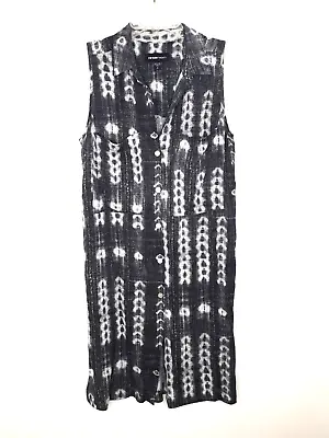 $19.95 • Buy Fifteen Twenty Button-up Tunic Top Sleeveless Black White Ikat Woven Rayon S