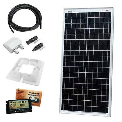 40W 12V Dual Battery Solar Panel Charging Kit With Controller & Brackets 40 Watt • £139.99