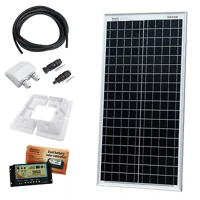 40W 12V Dual Battery Solar Panel Charging Kit With Controller & Brackets 40 Watt • £159.99