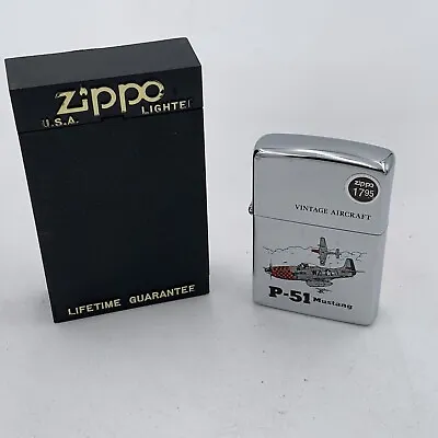 New 1994 Vintage Aircraft Zippo Lighter P-51 MUSTANG Airplane Plane WWII W/ Case • $116.96