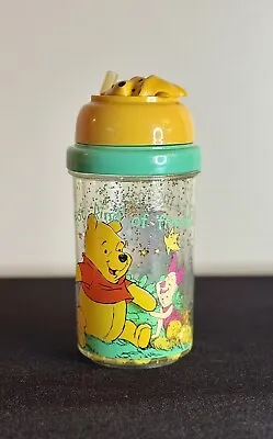 Vintage Disney WINNIE THE POOH Glitter Sippy Cup With Tigger Eeyore & Piglet • $44.95