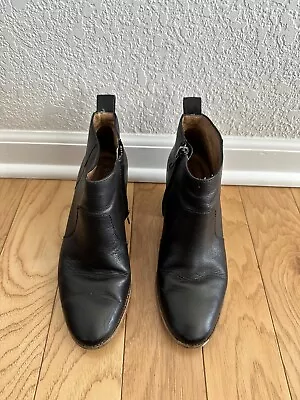 Madewell Ankle Boots Black Leather Women's Size 6.5 Booties Block Heel • $22.50