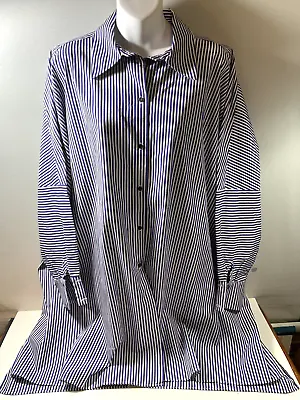 Martin Grant Paris Oversize Shirt Tunic Size 36/6 Stripe Cuffs Side Slits • $87.90