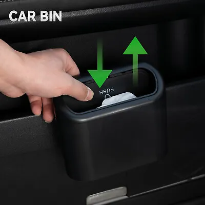 $9.79 • Buy Portable Car Trash Can Door Push In Garbage Box Waste Storage  Auto Accessories