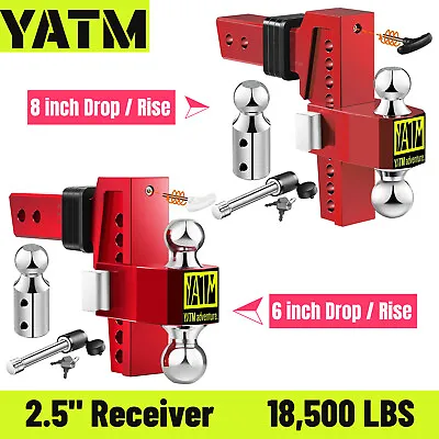 YATM Tow & Stow Adjustable Trailer Hitch Ball Mount Fits 2.5  Receiver 6 /8 Drop • $170.99