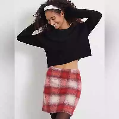 MinkPink Sophie Mini High Waisted Skirt In Pink Red Plaid Size XS • $24