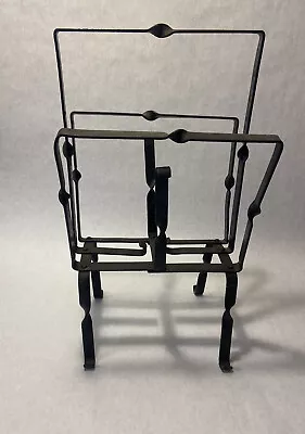 Vintage Rustic Black Wrought Iron Magazine Rack • $25