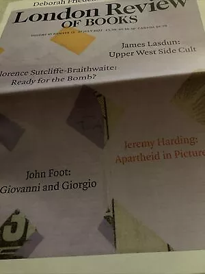 LONDON REVIEW Of BOOKS LRB 27 July 2023 James Lasdun John Foot Jeremy Harding • £5.99