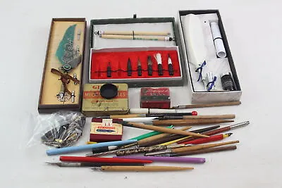 £2.20 • Buy Dipping Nibs/ Calligraphy Pens W/ Assorted Nibs Inc Parker Etc X25