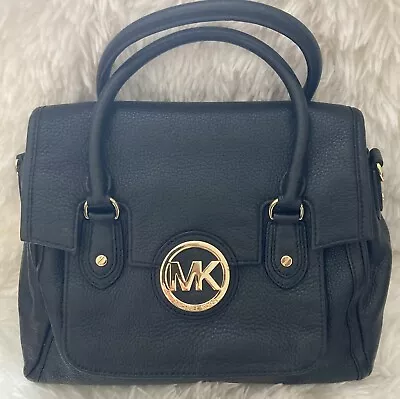 MICHAEL KORS MARGO  Black Pebbled Leather Satchel Bag Handbag • $59.95