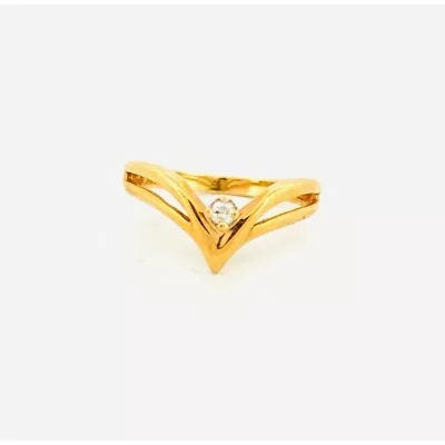 Elegant Vintage 14k Yellow Gold And Diamond V-Shaped Promise Ring Size 4.5 • $205