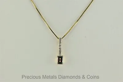 14k Yellow Gold Emerald Cut Mystic Topaz Diamond Accent Pendant 16  Chain • $197.50